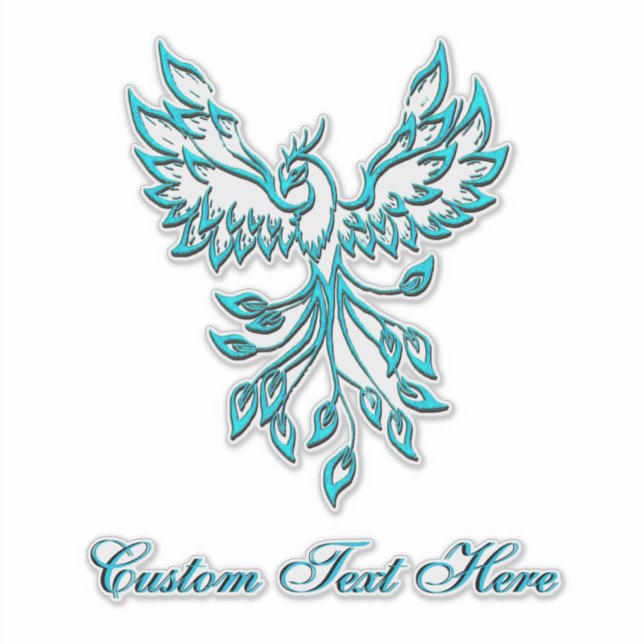 Teal Blue Phoenix with Custom Text (Front)
