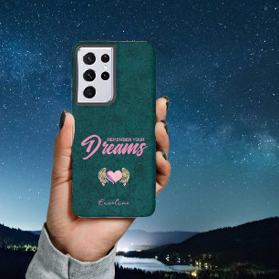 Teal Blue Pink Dream Winged Heart Inspirational Samsung Galaxy Case