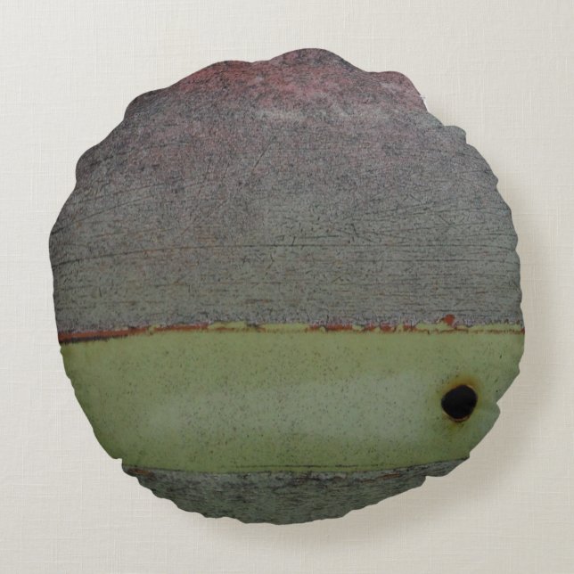 Teal blue Pink Green rusted Round Cushion (Back)