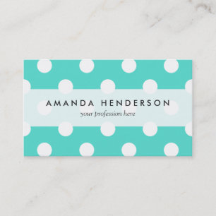 Teal Blue Polka Dot Pattern Business Card