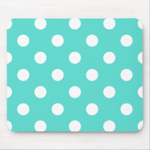 Teal Blue Polka Dot Pattern Mouse Mat