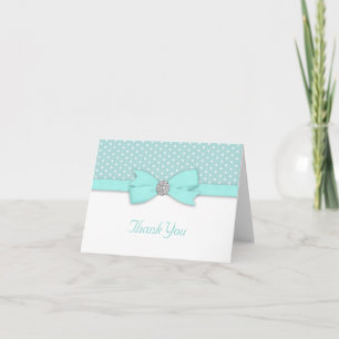 Teal Blue Polka Dot Thank You Cards