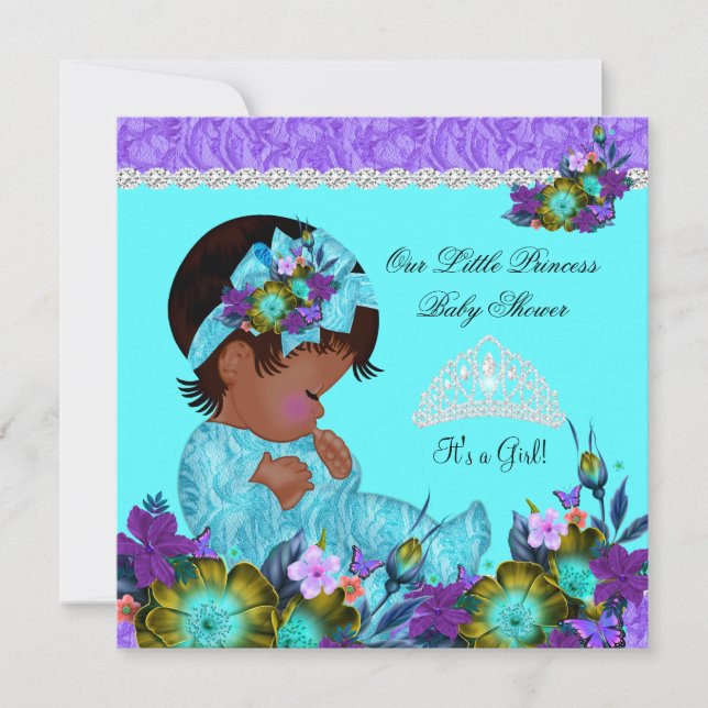 Teal Blue Purple Princess Baby Shower Girl B1 Invitation (Front)