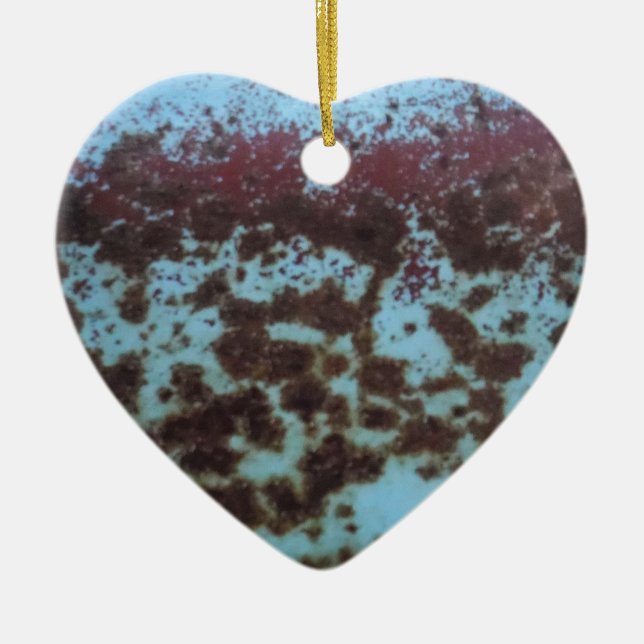 Teal Blue & Purple Rusted background Ceramic Tree Decoration (Front)