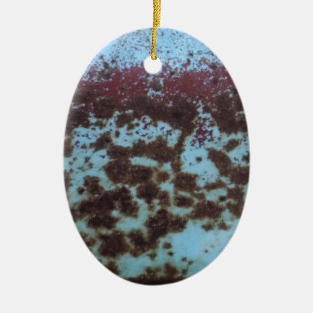 Teal Blue & Purple Rusted background Ceramic Tree Decoration (Front)