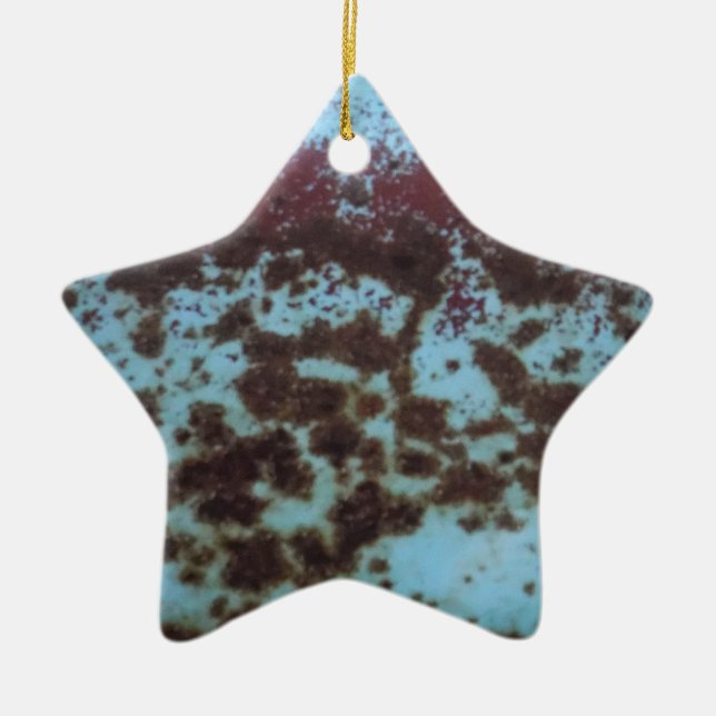 Teal Blue & Purple Rusted background Ceramic Tree Decoration (Front)