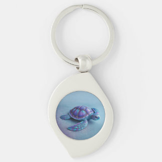 Teal Blue Purple Turtle Colorful Sea Turtle Key Ring