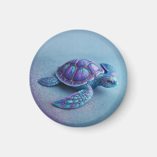 Teal Blue Purple Turtle Colorful Sea Turtle Magnet