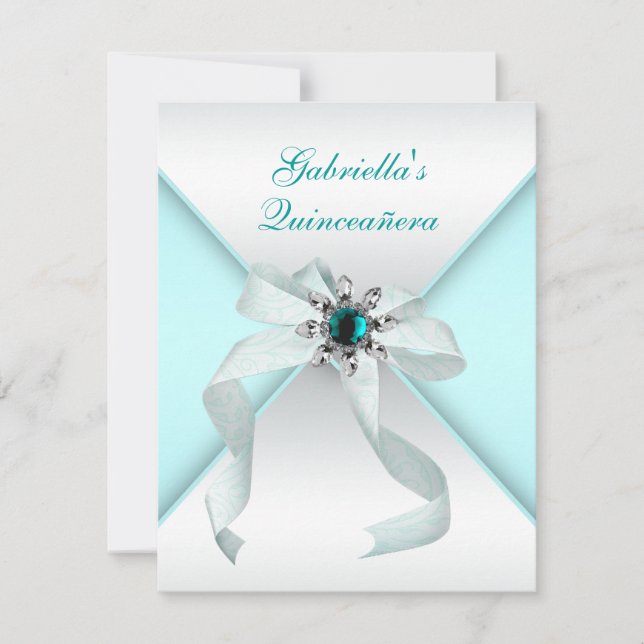 Teal Blue Quinceanera Invitation (Front)