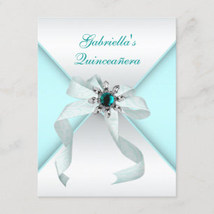 Teal Blue Quinceanera Invitation