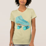 Teal Blue Retro Quad Roller Skate Personalised T-Shirt<br><div class="desc">Show them how you roll! This custom graphic t-shirt features a realistic style illustration of a classic quad roller skate in teal. It's ready to be personalised with a name in coordinating script lettering on the side of the skate. This tee makes a great gift for anyone who loves roller...</div>