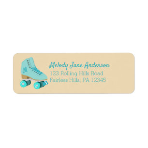 Teal Blue Retro Quad Roller Skate Return Address