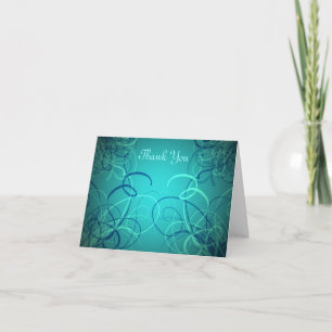 Teal blue ribbons Thank You card to personalise