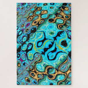 Teal Blue Ripples Jigsaw Puzzle