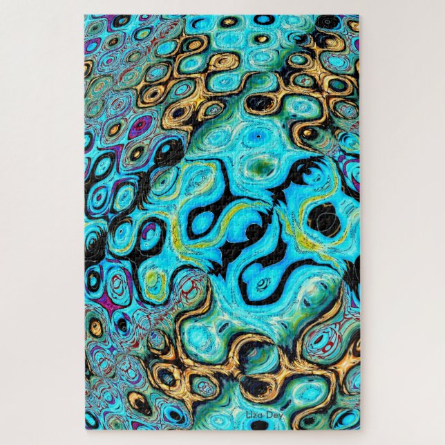 Teal Blue Ripples Jigsaw Puzzle (Vertical)