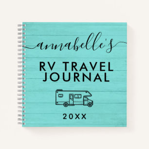 Teal Blue Rustic Camping Woods RV Travel Journal