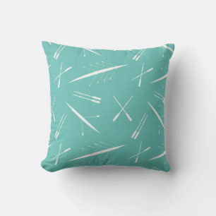 Teal Blue Sailing Club Rowing Boats and Oars Cushion