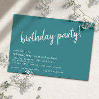 Teal Blue Sea Green | Modern Casual Birthday Party