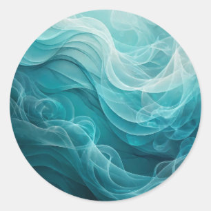 Teal Blue Sea Sky Swirly Dreamy  Classic Round Sticker