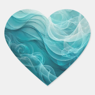 Teal Blue Sea Sky Swirly Dreamy Heart Sticker