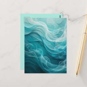 Teal Blue Sea Sky Swirly Dreamy Postcard