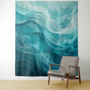 Teal Blue Sea Sky Swirly Dreamy Tapestry