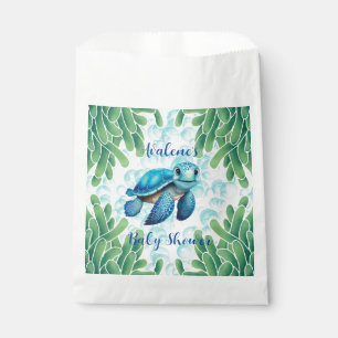 Teal Blue Sea Turtle Seaweed Boy Baby Shower Favou Favour Bags