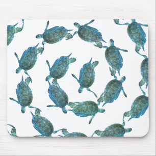 Teal Blue Sea Turtles Ocean Elegant Beach Mouse Mat