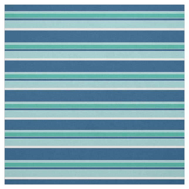 Teal Blue Seafoam Green Stripes Pattern Fabric (Swatch)