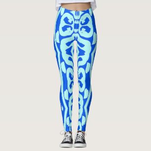 Teal blue seamless pattern "Ratti_Creative_Arts" Leggings