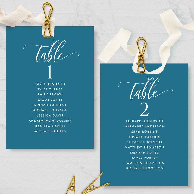 Teal Blue, Seating Plan Cards with Guest Names (Creator Uploaded)