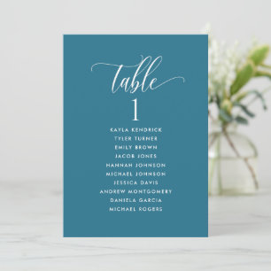 Teal Blue, Seating Plan Cards with Guest Names