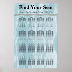Teal Blue Silk with White Pearls Seating Chart