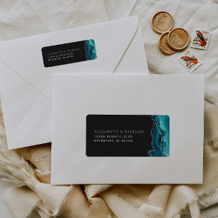 Teal Blue Silver Agate Wedding Return Address