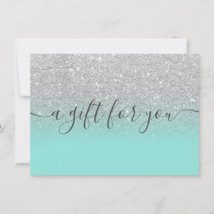 Teal blue silver glitter ombre gift certificate