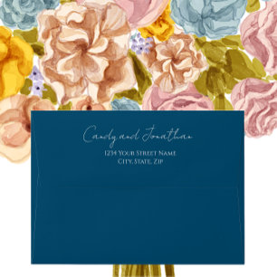 Teal Blue Simple Style Modern Script Wedding Envelope