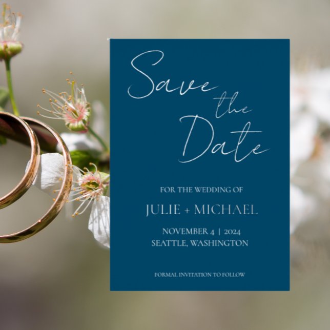 Teal Blue Simple Style Wedding Save the Date (In Situ Wedding)
