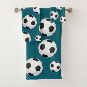 Teal Blue Soccer Ball Towel
