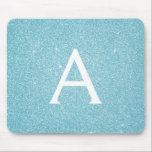 Teal Blue Sparkle Glitter Monogram Name Mousepad<br><div class="desc">Teal Aqua Blue Sparkle Glitter Monogram Name Monogram Mousepad. This Mousepad can be customised to include your first name.</div>