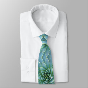 Teal Blue Spiral Aloe Polyphylla Succulent Tie