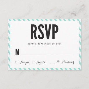 Teal Blue Stripes RSVP Response Card