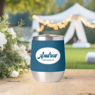 Teal Blue Stylised Name Wedding Groomsman