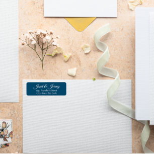 Teal Blue Stylised Names Wedding Address