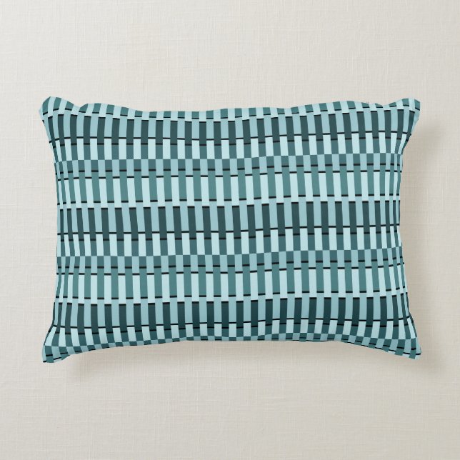 Teal Blue Stylish Modern Abstract Stripe Pattern Decorative Cushion (Front)