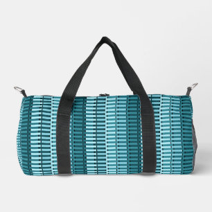 Teal Blue Stylish Modern Abstract Stripe Pattern Duffle Bag