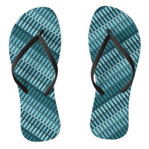 Teal Blue Stylish Modern Abstract Stripe Pattern Flip Flops