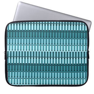 Teal Blue Stylish Modern Abstract Stripe Pattern Laptop Sleeve