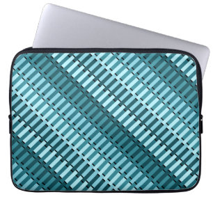 Teal Blue Stylish Modern Abstract Stripe Pattern Laptop Sleeve