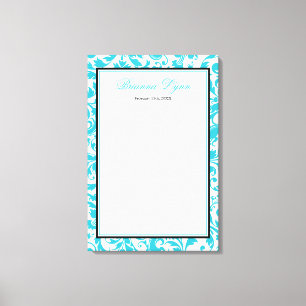 Teal Blue Swirl Damask Bat Mitzvah Sign In Board