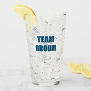 Teal Blue Team Groom Bachelor Party Glass